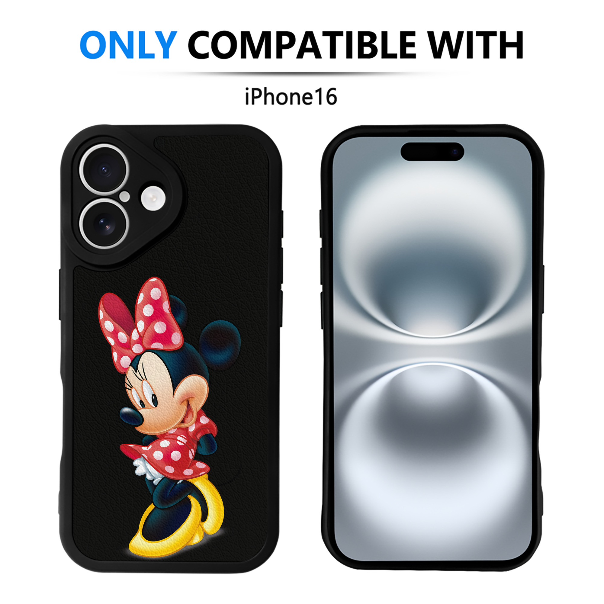 （画像用） ミッキーマウス Mickey Mouse 【iPhone 16シリーズ対応】シリコンスマホケース（レザー調） 材質：シリコン